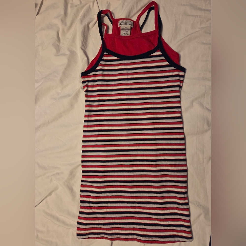 Basic Editions Girls Striped Tank Dress Size 12 Layered Top